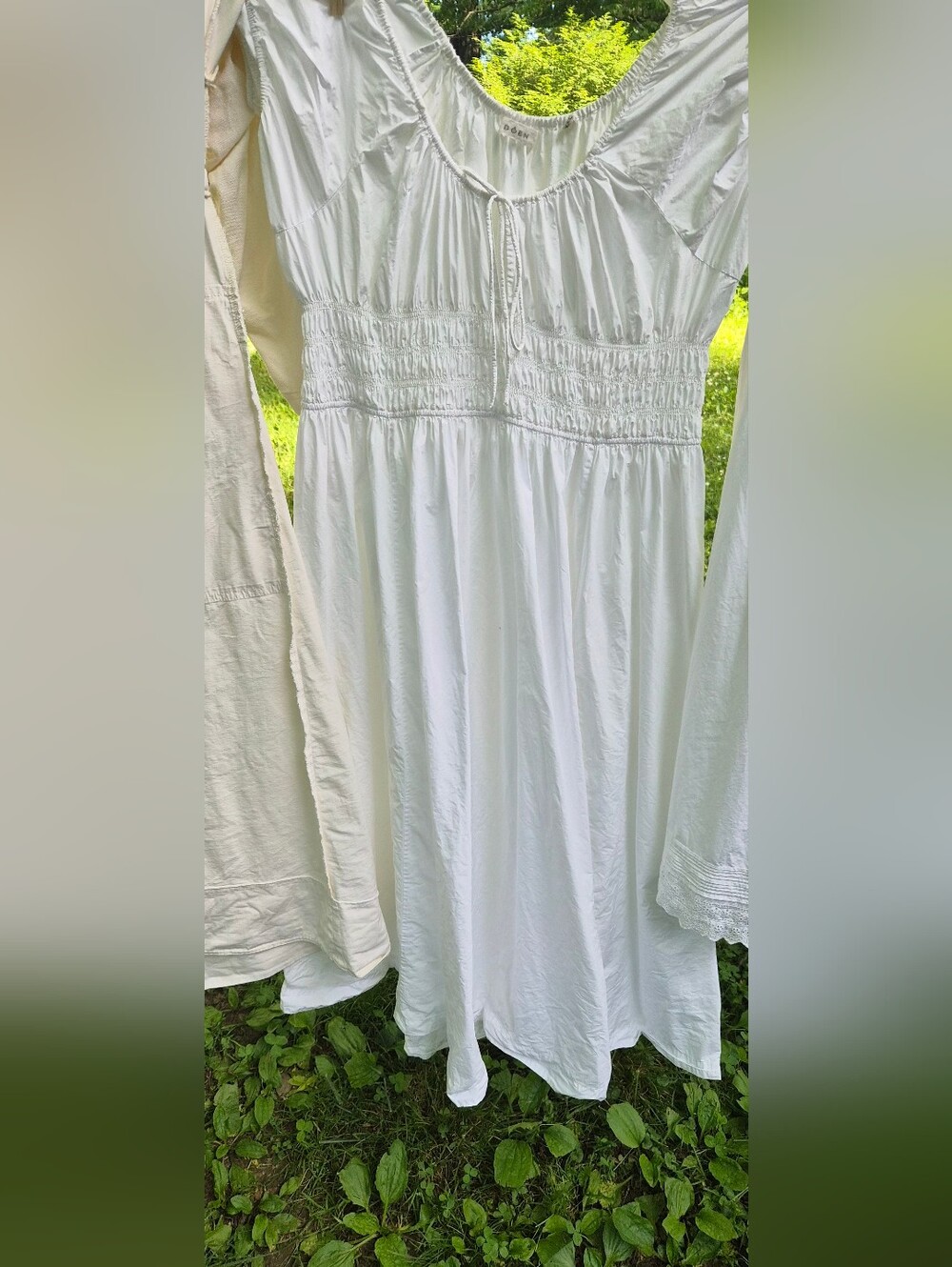 Doen White Quinn Dress XXL Smocked Cotton Heirloom Midi Dress - Picture 4 of 10